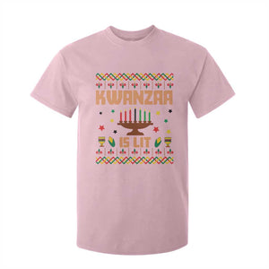 Funny Kwanzaa Is Lit T Shirt For Kid Ugly Sweater African Heritage Holiday Gift TS12 Light Pink Print Your Wear