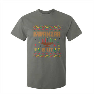 Funny Kwanzaa Is Lit T Shirt For Kid Ugly Sweater African Heritage Holiday Gift TS12 Military Green Print Your Wear