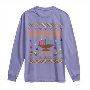 Funny Kwanzaa Is Lit Long Sleeve Shirt Ugly Sweater African Heritage Holiday Gift TS12 Violet Print Your Wear