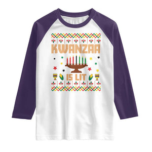 Funny Kwanzaa Is Lit Raglan Shirt Ugly Sweater African Heritage Holiday Gift TS12 White Purple Print Your Wear