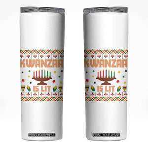 Funny Kwanzaa Is Lit Skinny Tumbler Ugly Sweater African Heritage Holiday Gift TS12 White Print Your Wear