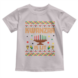 Funny Kwanzaa Is Lit Toddler T Shirt Ugly Sweater African Heritage Holiday Gift TS12 Ice Gray Print Your Wear