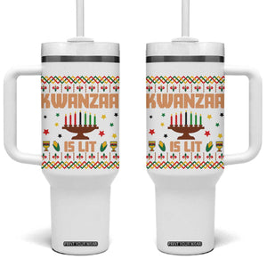Funny Kwanzaa Is Lit Tumbler With Handle Ugly Sweater African Heritage Holiday Gift TS12 One Size: 40 oz White Print Your Wear