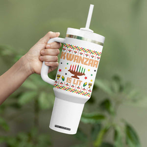 Funny Kwanzaa Is Lit Tumbler With Handle Ugly Sweater African Heritage Holiday Gift TS12 Print Your Wear