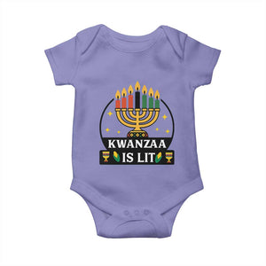 Kwanzaa Is Lit Baby Onesie Funny African American Holiday Gift TS12 Violet Print Your Wear