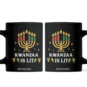 Kwanzaa Is Lit Coffee Mug Funny African American Holiday Gift TS12 Black Print Your Wear
