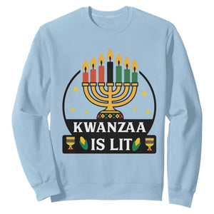 Kwanzaa Is Lit Sweatshirt Funny African American Holiday Gift TS12 Light Blue Print Your Wear