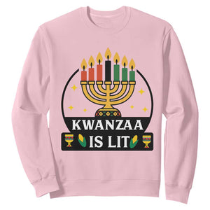 Kwanzaa Is Lit Sweatshirt Funny African American Holiday Gift TS12 Light Pink Print Your Wear