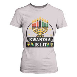 Kwanzaa Is Lit T Shirt For Women Funny African American Holiday Gift TS12 Ice Gray Print Your Wear