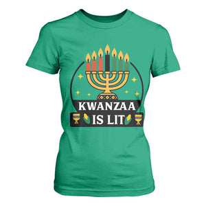 Kwanzaa Is Lit T Shirt For Women Funny African American Holiday Gift TS12 Irish Green Print Your Wear