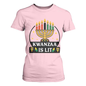 Kwanzaa Is Lit T Shirt For Women Funny African American Holiday Gift TS12 Light Pink Print Your Wear