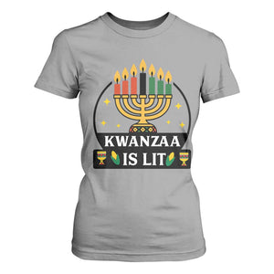 Kwanzaa Is Lit T Shirt For Women Funny African American Holiday Gift TS12 Sport Gray Print Your Wear