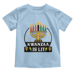 Kwanzaa Is Lit Toddler T Shirt Funny African American Holiday Gift TS12 Light Blue Print Your Wear
