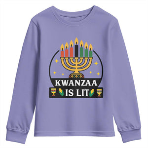 Kwanzaa Is Lit Youth Sweatshirt Funny African American Holiday Gift TS12 Violet Print Your Wear