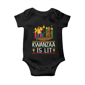 Funny Kwanzaa Is Lit Baby Onesie Festival Of Lights African Heritage Gift TS12 Black Print Your Wear