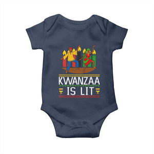 Funny Kwanzaa Is Lit Baby Onesie Festival Of Lights African Heritage Gift TS12 Navy Print Your Wear