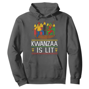 Funny Kwanzaa Is Lit Hoodie Festival Of Lights African Heritage Gift TS12 Dark Heather Print Your Wear