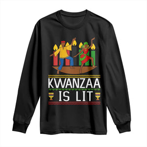 Funny Kwanzaa Is Lit Long Sleeve Shirt Festival Of Lights African Heritage Gift TS12 Black Print Your Wear