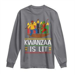 Funny Kwanzaa Is Lit Long Sleeve Shirt Festival Of Lights African Heritage Gift TS12 Charcoal Print Your Wear