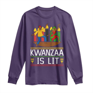 Funny Kwanzaa Is Lit Long Sleeve Shirt Festival Of Lights African Heritage Gift TS12 Purple Print Your Wear
