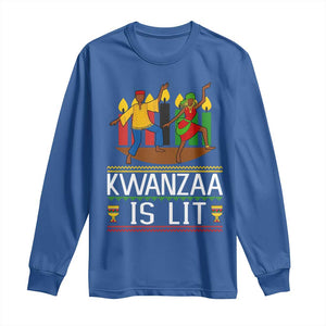 Funny Kwanzaa Is Lit Long Sleeve Shirt Festival Of Lights African Heritage Gift TS12 Royal Blue Print Your Wear