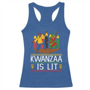 Funny Kwanzaa Is Lit Racerback Tank Top Festival Of Lights African Heritage Gift TS12 Royal Blue Print Your Wear