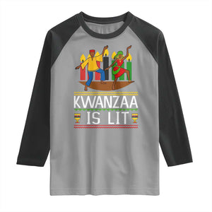 Funny Kwanzaa Is Lit Raglan Shirt Festival Of Lights African Heritage Gift TS12 Sport Gray Black Print Your Wear