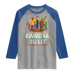 Funny Kwanzaa Is Lit Raglan Shirt Festival Of Lights African Heritage Gift TS12 Sport Gray Royal Print Your Wear