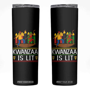 Funny Kwanzaa Is Lit Skinny Tumbler Festival Of Lights African Heritage Gift TS12 Black Print Your Wear