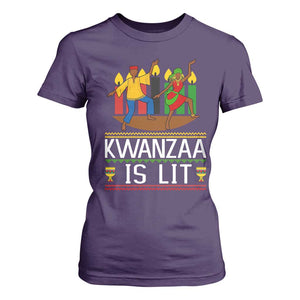 Funny Kwanzaa Is Lit T Shirt For Women Festival Of Lights African Heritage Gift TS12 Purple Print Your Wear