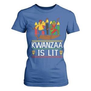 Funny Kwanzaa Is Lit T Shirt For Women Festival Of Lights African Heritage Gift TS12 Royal Blue Print Your Wear