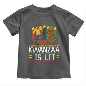 Funny Kwanzaa Is Lit Toddler T Shirt Festival Of Lights African Heritage Gift TS12 Dark Heather Print Your Wear
