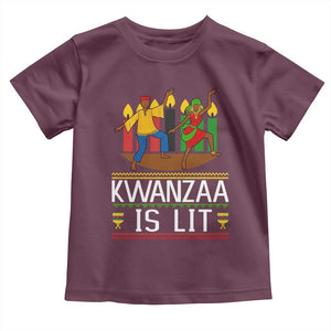 Funny Kwanzaa Is Lit Toddler T Shirt Festival Of Lights African Heritage Gift TS12 Maroon Print Your Wear