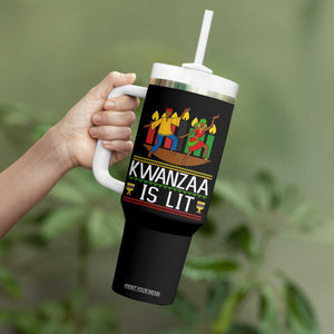 Funny Kwanzaa Is Lit Tumbler With Handle Festival Of Lights African Heritage Gift TS12 Print Your Wear