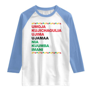 7 Principles Of Kwanzaa Raglan Shirt African American Holiday Gift TS12 White Carolina Blue Print Your Wear