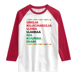 7 Principles Of Kwanzaa Raglan Shirt African American Holiday Gift TS12 White Red Print Your Wear