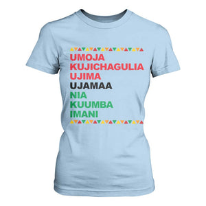 7 Principles Of Kwanzaa T Shirt For Women African American Holiday Gift TS12 Light Blue Print Your Wear