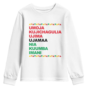 7 Principles Of Kwanzaa Youth Sweatshirt African American Holiday Gift TS12 White Print Your Wear