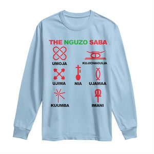 Nguzo Saba Seven Principles Of Kwanzaa Celebration Gift Long Sleeve Shirt TS12 Light Blue Print Your Wear