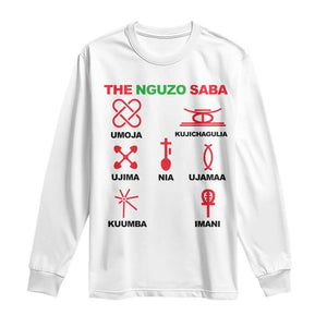 Nguzo Saba Seven Principles Of Kwanzaa Celebration Gift Long Sleeve Shirt TS12 White Print Your Wear