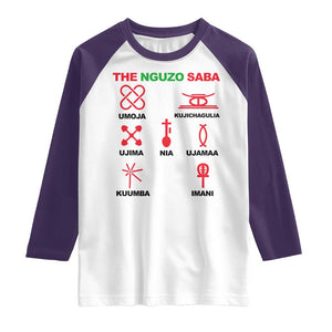 Nguzo Saba Seven Principles Of Kwanzaa Celebration Gift Raglan Shirt TS12 White Purple Print Your Wear
