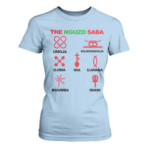 Nguzo Saba Seven Principles Of Kwanzaa Celebration Gift T Shirt For Women TS12 Light Blue Print Your Wear
