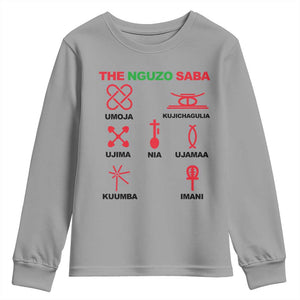 Nguzo Saba Seven Principles Of Kwanzaa Celebration Gift Youth Sweatshirt TS12 Sport Gray Print Your Wear