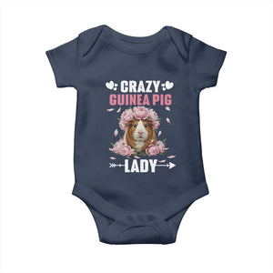 Funny Crazy Guinea Pig Lady Baby Onesie Cavy Mom Gift TS12 Navy Print Your Wear