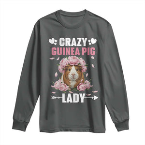 Funny Crazy Guinea Pig Lady Long Sleeve Shirt Cavy Mom Gift TS12 Dark Heather Print Your Wear