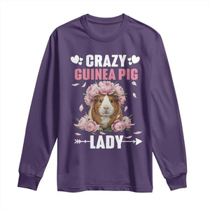 Funny Crazy Guinea Pig Lady Long Sleeve Shirt Cavy Mom Gift TS12 Purple Print Your Wear