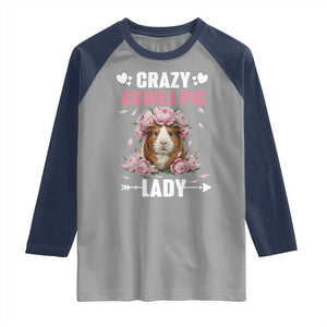 Funny Crazy Guinea Pig Lady Raglan Shirt Cavy Mom Gift TS12 Sport Gray Navy Print Your Wear