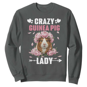 Funny Crazy Guinea Pig Lady Sweatshirt Cavy Mom Gift TS12 Dark Heather Print Your Wear