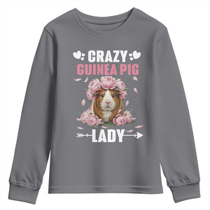 Funny Crazy Guinea Pig Lady Youth Sweatshirt Cavy Mom Gift TS12 Charcoal Print Your Wear
