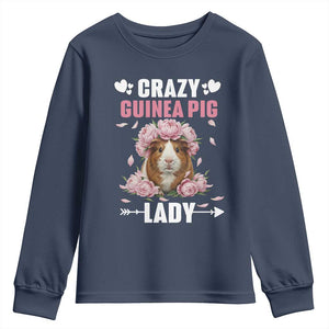 Funny Crazy Guinea Pig Lady Youth Sweatshirt Cavy Mom Gift TS12 Navy Print Your Wear